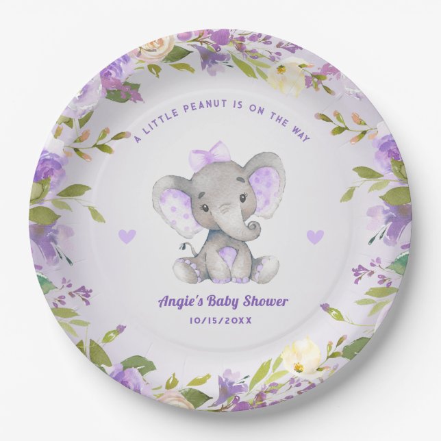 Little Peanut Girl Lavender Baby Dusche Sprinkle Pappteller (Vorderseite)