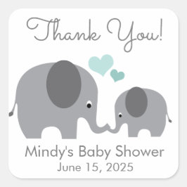 Little Peanut Mommy & Baby Elephant Dusche Gefalle Quadratischer Aufkleber