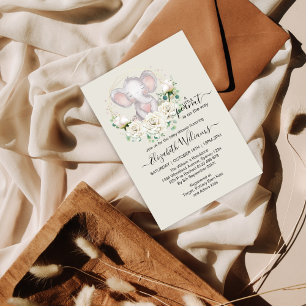 Little Peanut Watercolor Floral Elephant Einladung