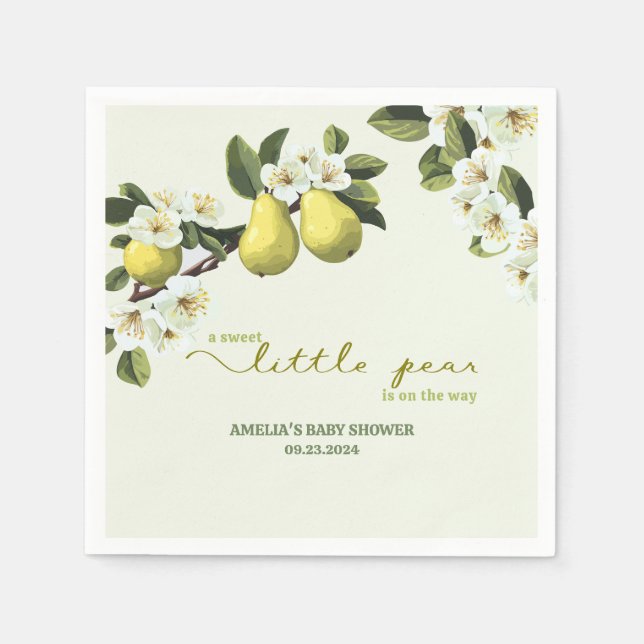 Little Pear Gender Neutral Fruit Thema Babydusche Serviette (Vorderseite)