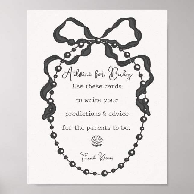 Little Pearl Black Coquette Bow Advice for Baby Poster (Vorne)