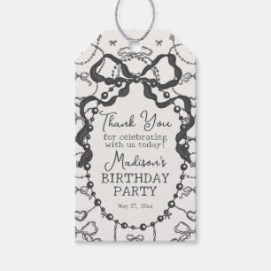 Little Pearl Black Coquette Bow Baby Dusche Gefall Geschenkanhänger