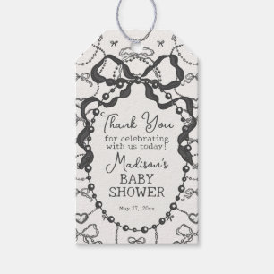 Little Pearl Black Coquette Bow Baby Dusche Gefall Geschenkanhänger