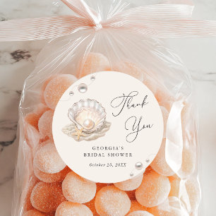 Little Pearl Ocean Beach Seashell Girl Babydusche Runder Aufkleber