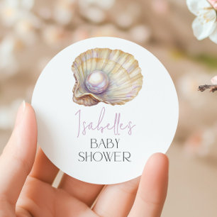 Little Pearl Ocean Oyster Beach Baby Dusche Runder Aufkleber