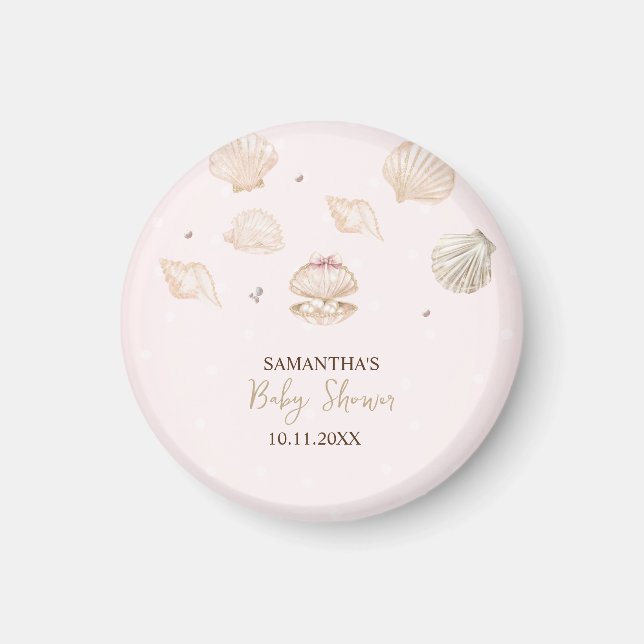 Little Pearl Seashells Dots Baby Shower Magnet (Vorne)