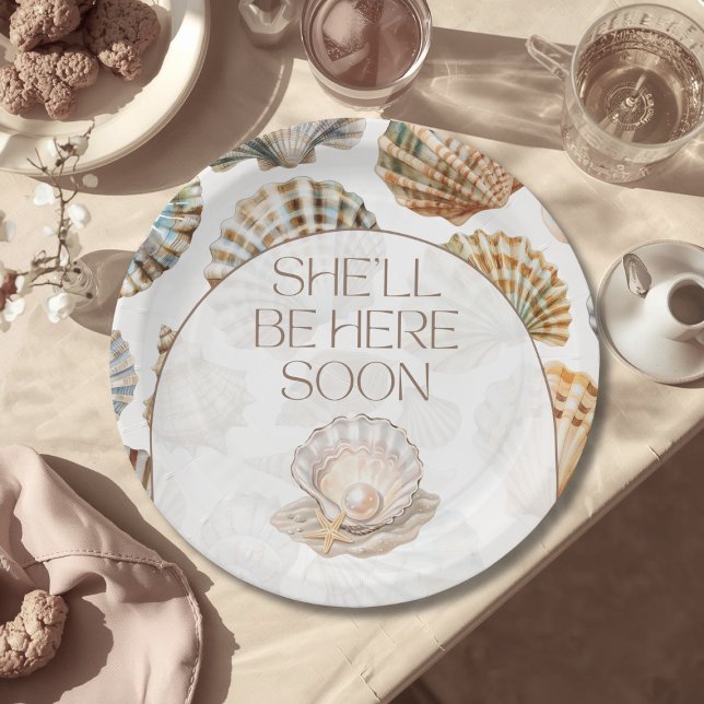 Little Pearl Under The Sea You Soon Baby Shower Pappteller (Von Creator hochgeladen)