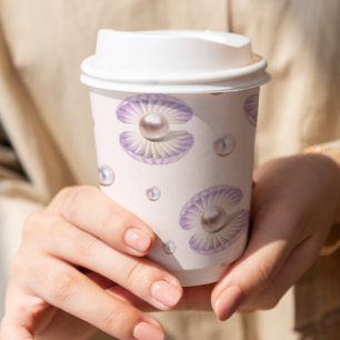 Little Pearl Watercolor Lila Seashell Baby Showe Pappbecher