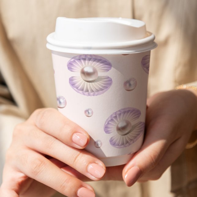 Little Pearl Watercolor Lila Seashell Baby Showe Pappbecher (Von Creator hochgeladen)