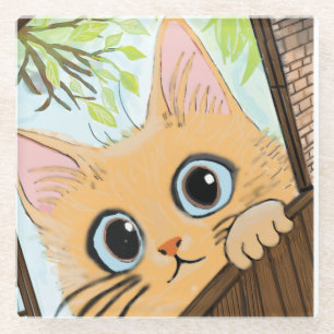 Little Peekaboo Kitten Glasuntersetzer