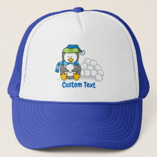 Little penguin sitting with snowballs trucker hat truckerkappe