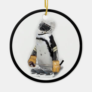 Little Penguin Wearing Hockey Gear Keramikornament