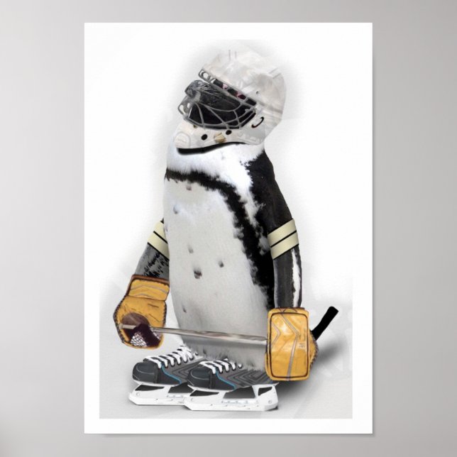Little Penguin Wearing Hockey Gear Poster (Vorne)