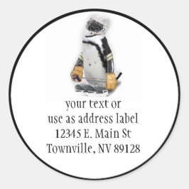 Little Penguin Wearing Hockey Gear Runder Aufkleber