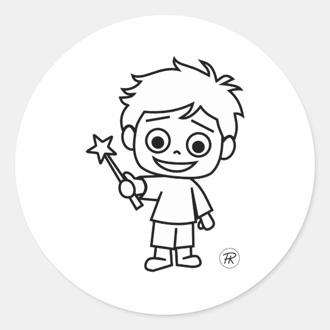 Little Phiri und Zauberstab Runder Aufkleber (Vorderseite)