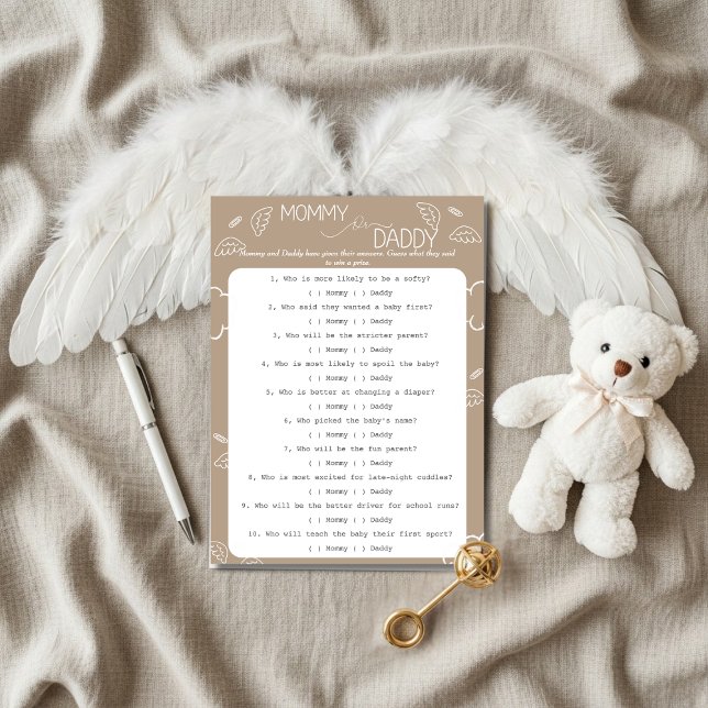 Little Piece of Heaven Beige Guess Who Game  Einladung (Little Piece of Heaven Guess Who Game Invitation)