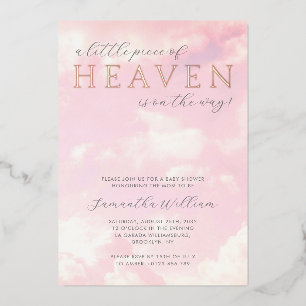 Little Piece of Heaven Clouds Girl Baby Shower Folieneinladung
