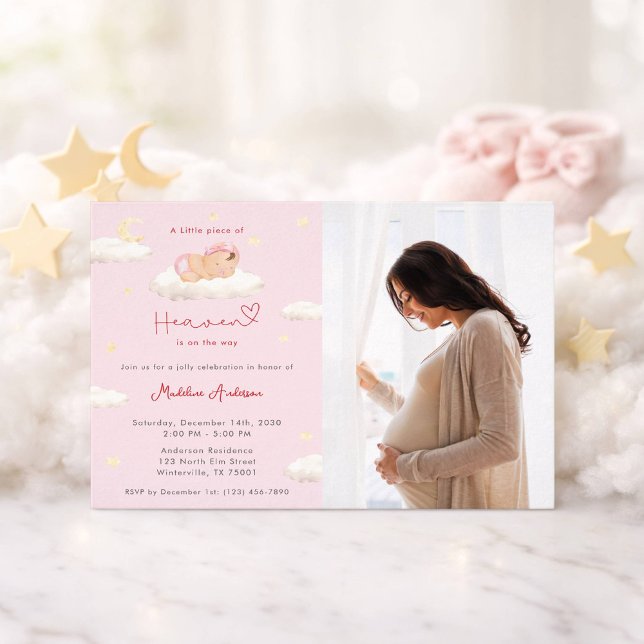 Little Piece of Heaven Photo Baby Girl Shower Einladung (Von Creator hochgeladen)