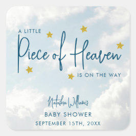 Little Piece of Heaven Sky Blue Baby Shower Quadratischer Aufkleber