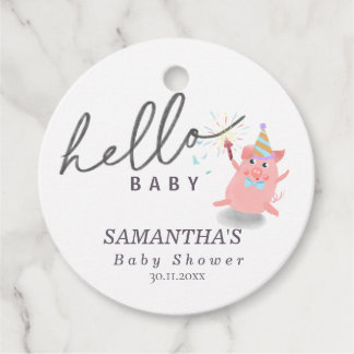 little pig Calligraphy Baby Shower Hello baby Geschenkanhänger