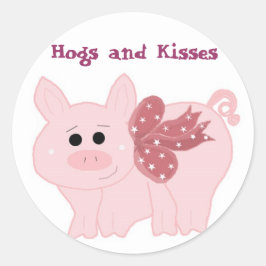 Little Piggy Hogs and Kisses Runder Aufkleber