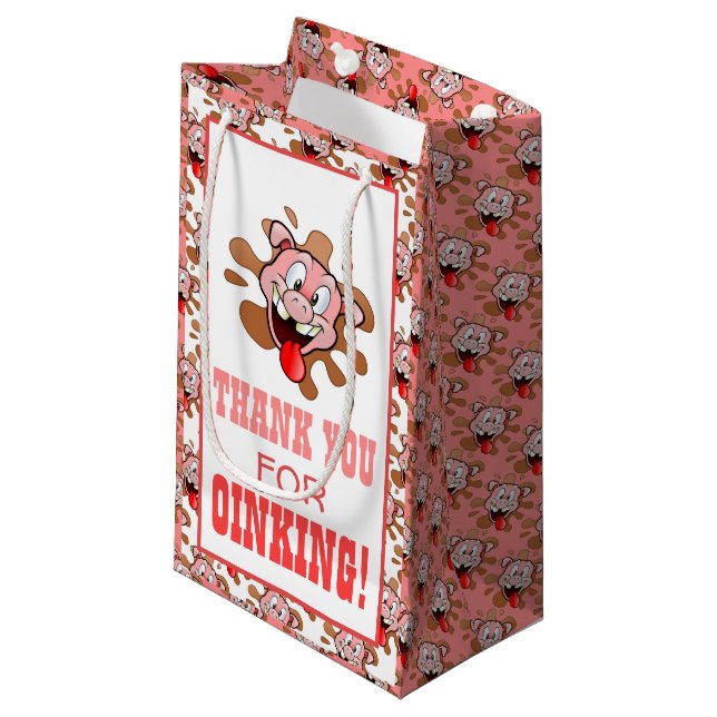 Little Piggy Vielen Dank für die Tasche Kleine Geschenktüte (Vorderseite Schrägansicht)