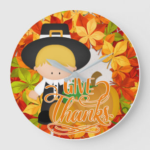 Little Pilgrim Boy - Danke Große Wanduhr