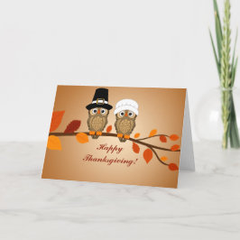 Little Pilgrim Owls | Erntedank Cards Feiertagskarte