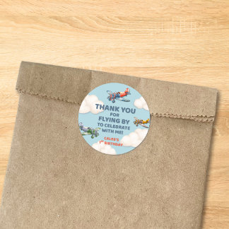 Little Pilot's First Birthday Runder Aufkleber