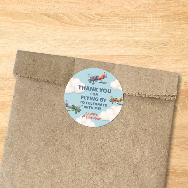 Little Pilot's First Birthday Runder Aufkleber (Von Creator hochgeladen)