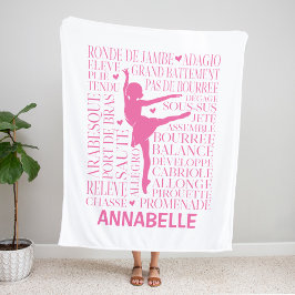 Little Pink Ballerina Typografie Fleecedecke