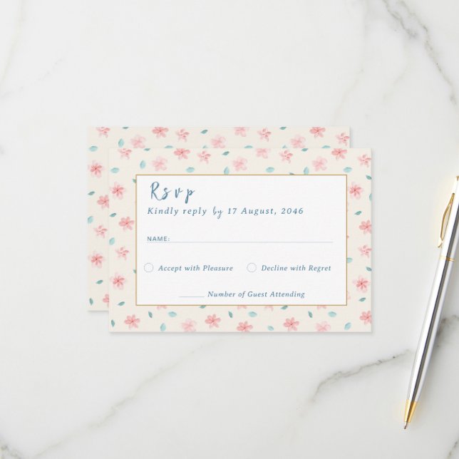 Little Pink Blume Wedding Einladung RSVP Cards (Vorderseite/Rückseite Beispiel)