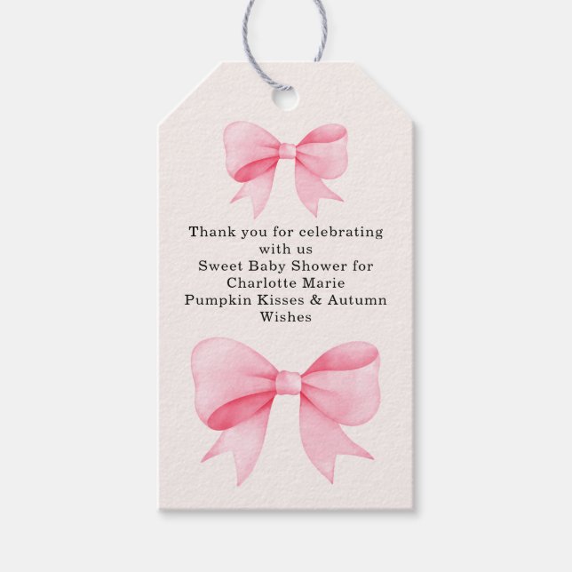 Little Pink Bow Baby Dusche - Fall Girl Geschenkanhänger (Vorderseite)