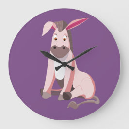 Little Pink Donkey Große Wanduhr