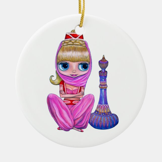 Little Pink Genie Bly Tänzer Big Eyes Niedlich Keramik Ornament (Vorne)