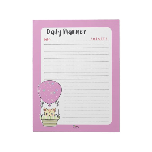 Little Pink Kitty Daily Planer Lined Notizblock (Rotiert)