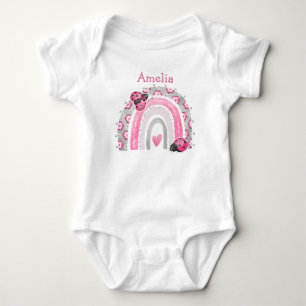 Little Pink Lady Bugs mit Rainbow Baby Bodysuit Strampler