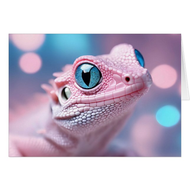 Little Pink Lizard w/ Big Blue Eyes Blank Inside (Vorderseite (Horizontal))