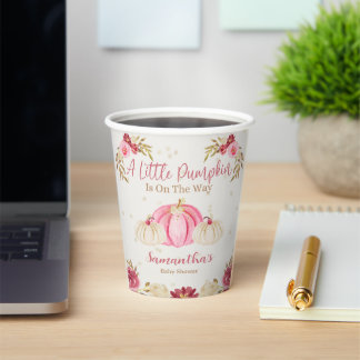 Little Pink Pumpkin Aquarell Floral Paper Cups Pappbecher
