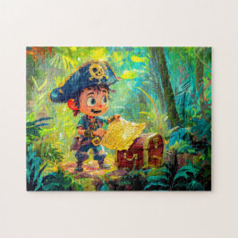 Little Pirate mit Schatzkarte und Brust Puzzle
