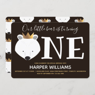 Little Polar Bear Kronen ein Tier ersten Geburtsta Einladung