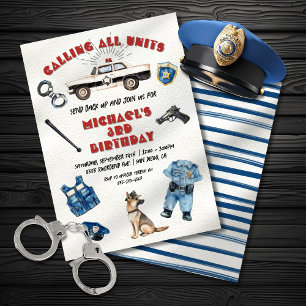 LIttle Police Officer Geburtstagspartei Einladung