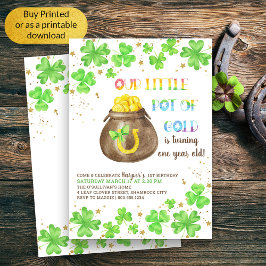 Little Pot of Gold Lucky Kleeblatt 1. Geburtstag Einladung