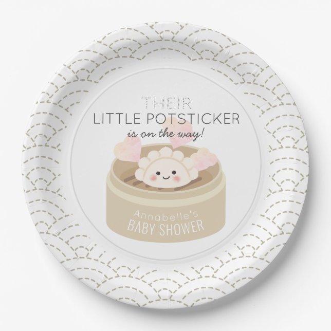 Little Potsticker White Baby Shower Teller (Vorderseite)