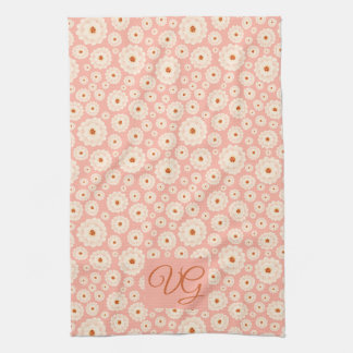 Little Powder Pink Blume Monogram Küchentuch