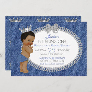 Little Prince African American Denim & Diamonds Einladung