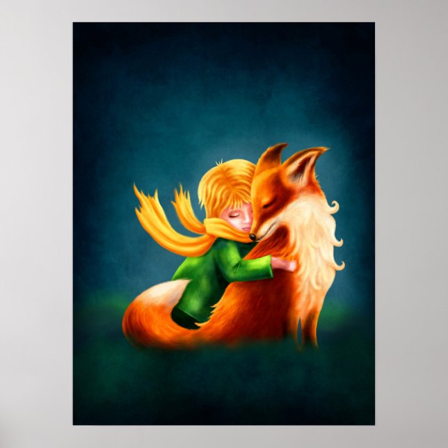 Little Prince and Fox. Kinderzimmer Art Illustrati Poster (Vorne)