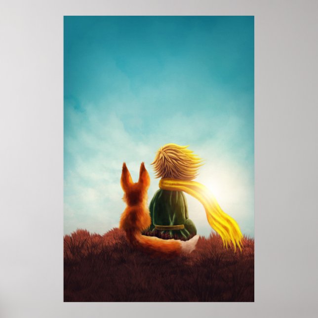 Little Prince and Fox. Kinderzimmer Art Illustrati Poster (Vorne)
