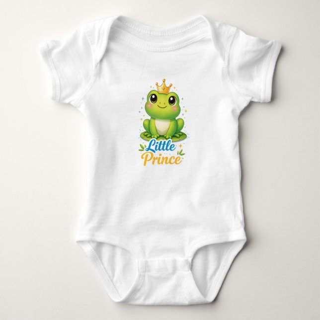 Little Prince Baby Bodysuit – Cute Frog King Desig Baby Strampler (Vorderseite)