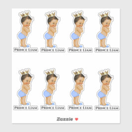Little Prince Baby Boy Blue Gold Crown Ethnic Aufkleber